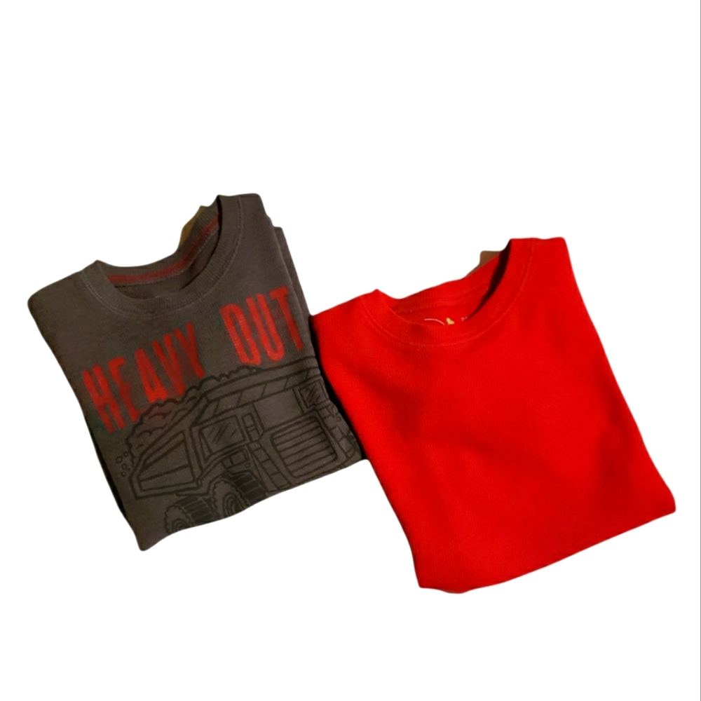 ❄ Boys, Size 7, Jumping Bean Thermal Shirts, (1) Red and (1) Gray